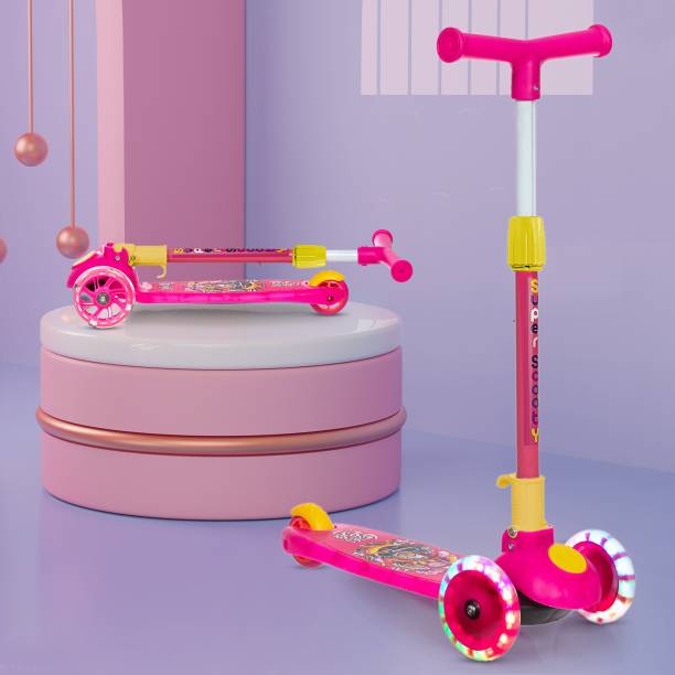NHR Smart Kick Scooter, 3 Adjustable Height, Foldable,Front Wheel light & PVC Wheels (3 to 8 Years Kids, Pink) Kids Scooter