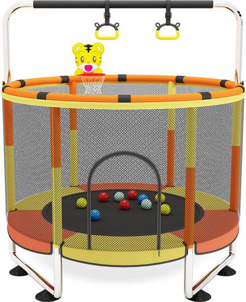 StarAndDaisy 4 in 1 Trampoline with Safety Net, Pull Up Handle, Boxing Bag & Swing for Kids