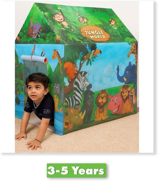 Mintorsi Jumbo Size Hut Type Kids Play Baby Tent House for 10 Year Old Girls and Boys & Tent for Kids (Made in India) (Jungle) (Multicolor)