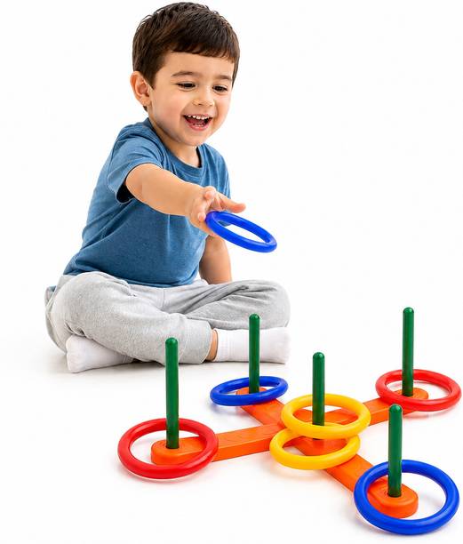 BEBRIGHT Ring Toss Game for Kids 3+ Years, Colorful Skill Development Indoor Outdoor Toy