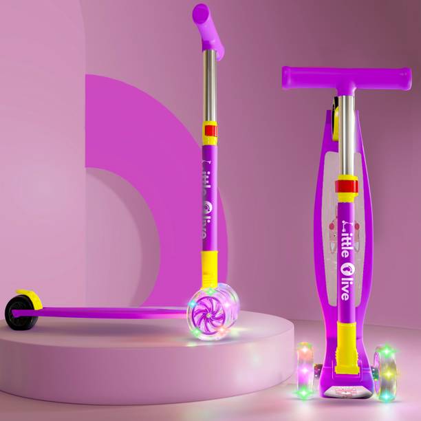 लिटिल ओलिव Tikes New Adjustable Scooter with LED Lights, Foldable Design, Extra Wide Brakes