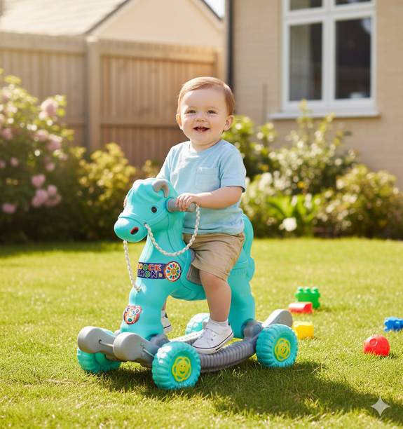 TOYPROFESSOR 2-in-1 Baby Horse Rider & Rocker Toy for Kids (1-3 Years)