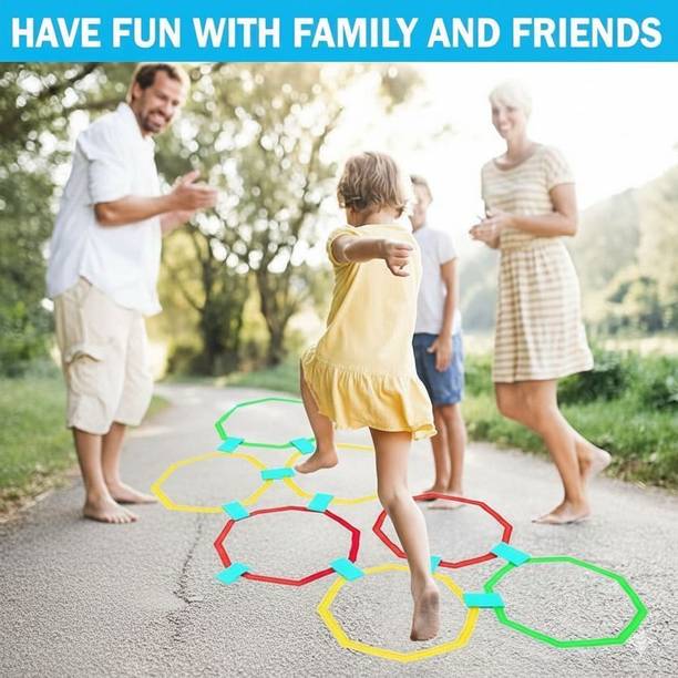 AUSIEE Hexa Hopscotch Indoor-Outdoor Play with Rings Toss Game for Kids Game (30cm)