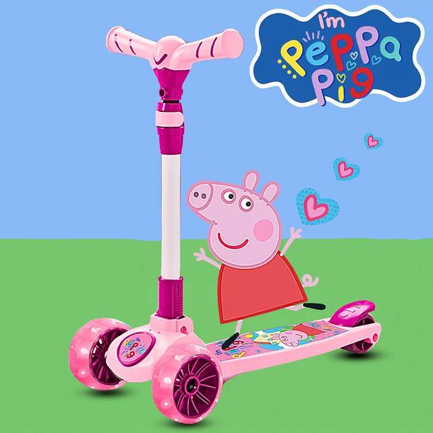 Miss & Chief Spartan Peppa Pig - 3 Wheel Kick Scooter,Foldable with LED Wheels