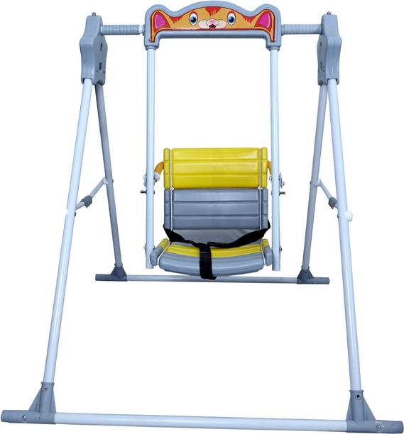 SWINGISH Garden Swing, Swing for School,Terrace, Garden, Adjustable Ropes Grey & Yellow