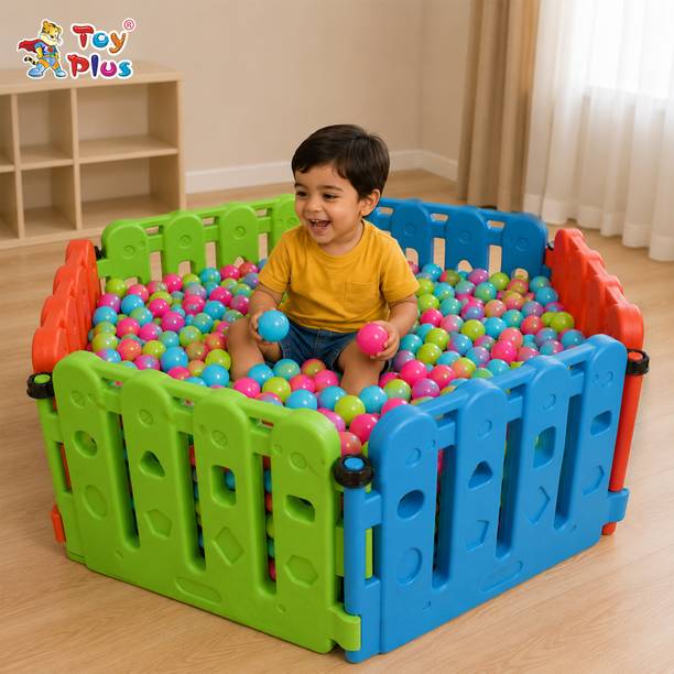 Toy Plus Baby Playpen Kids Activity Centre | Safe 6-Panel Play Yard & Ball Pool