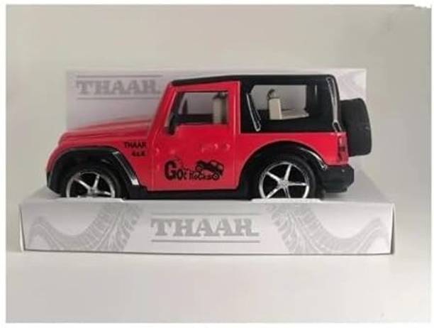 DIUSFY Thar Jeep Toy Car for Kids – Pull Back Action with Opening Doors – Red & Black