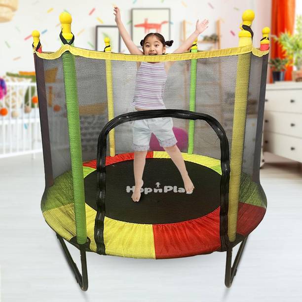 HOP N PLAY 55 Inch / 4.5 Ft Jumping Trampoline with Safety Net for Kids, Indoor & outdoor