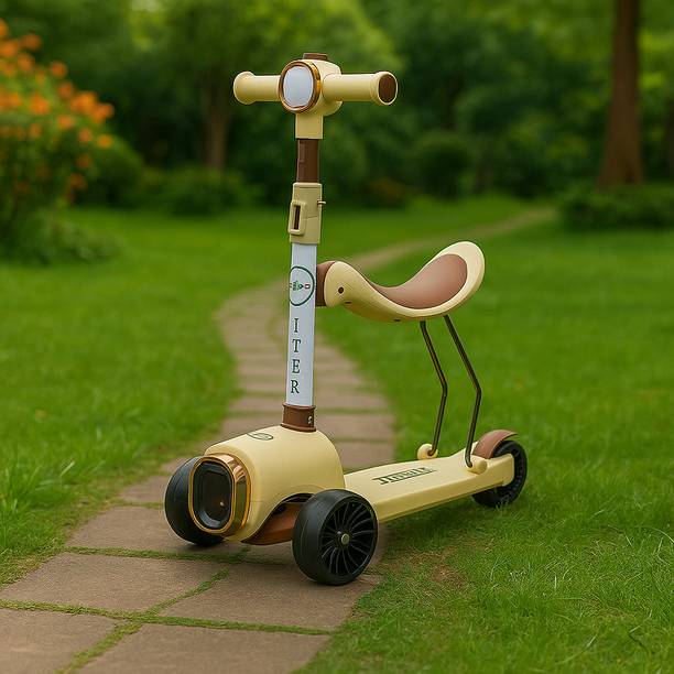 Fun Ride 2-in-1 Kids Kick Scooter, Adjustable Height Handlebars and Removable Seat