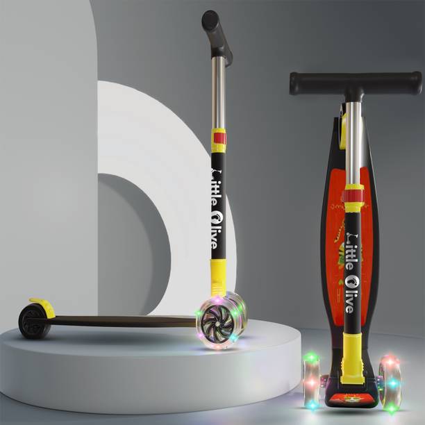 लिटिल ओलिव Tikes New Adjustable Scooter with LED Lights, Foldable Design, Extra Wide Brakes