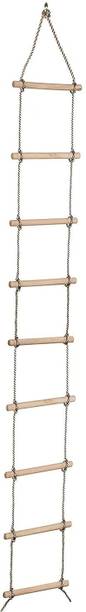 KINDER ROOTZ 9Ft Nylon Rope Wooden Climbing Ladder with hook For Kids Playground 9 Rungs