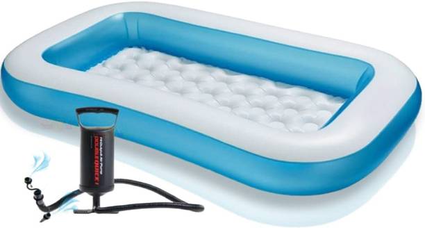 LONGMIRE 5.5 FT Bath tub for Baby Rectangular with Air Pump Inflatable Swimming Pool