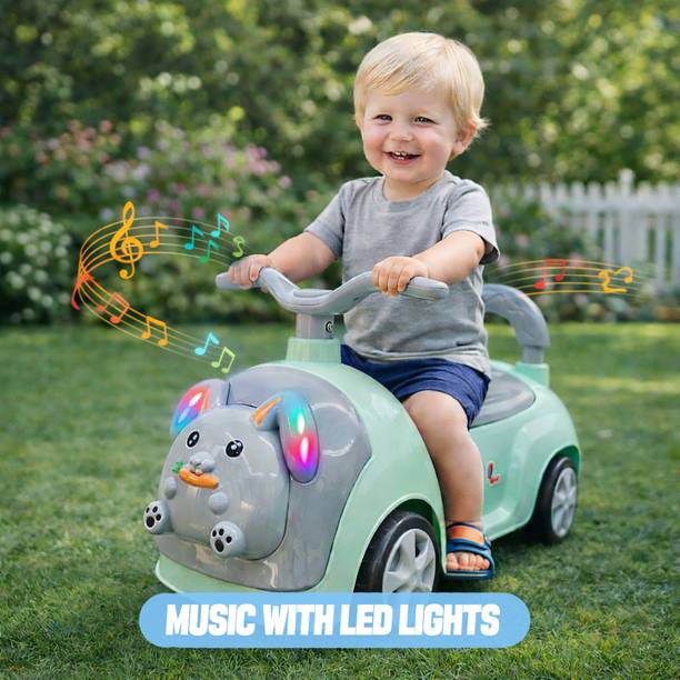 Pandaoriginals Bunny Musical Car with Front Lights, Steering Drive,| 1-3 YRS