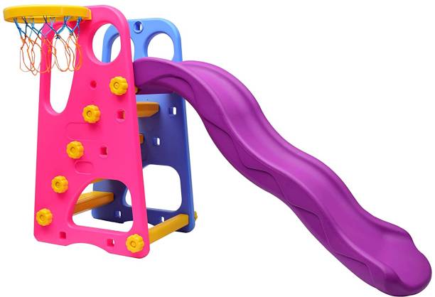 Webby Wavy Garden Slide with Adjustable Height and Basketball Ring