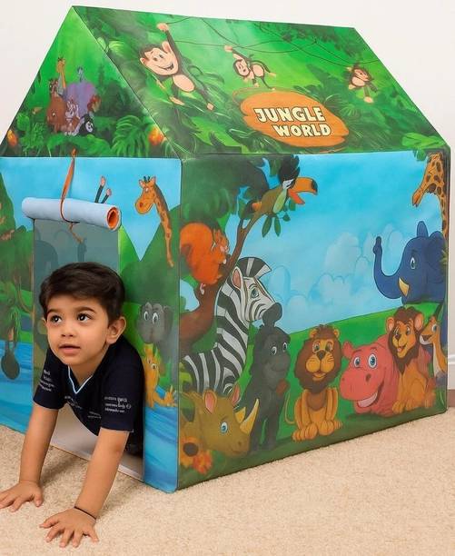 Mintorsi Jumbo Size Hut Type Kids Play Baby Tent House for 10 Year Old Girls and Boys & Tent for Kids (Made in India) (Jungle) (Multicolor)