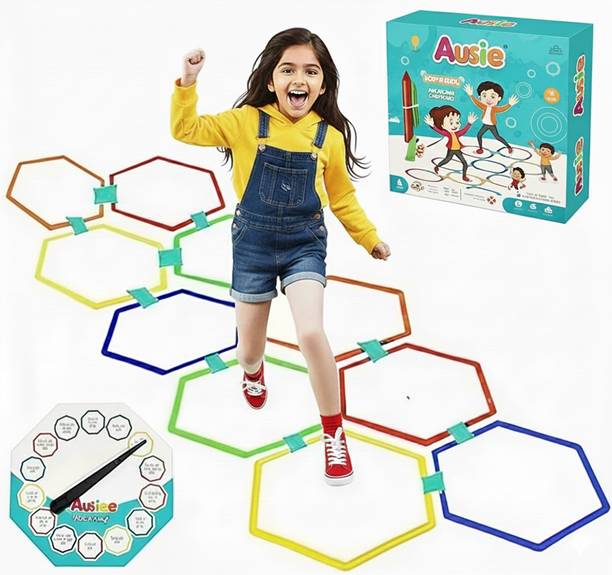 AUSIEE Hexa Hopscotch Indoor-Outdoor Play with Rings Toss Game for Kids Game (30cm)
