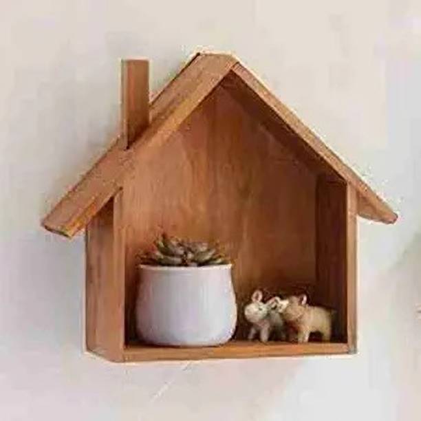 woodsy wooden small hut Wooden Wall Shelf