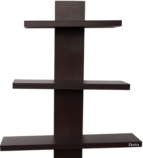Zkoira Tree Shape Engineered Wood Wall Mounted Shelf 3 Tier Wenge II Home MDF (Medium Density Fiber) Wall Shelf