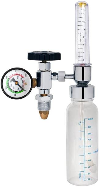 SWADESI BY MCP Oxygen Flow Meter Adjustment Valve regulator with Humidifier Bottle Flow Meter Wall Mount Oxygen Cylinder Holder