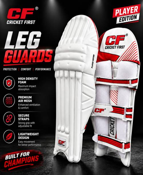 Cricket First Full Size Test Cricket Batting Leg Guards For Right Hand Batsman Men's (39 - 43 cm) Batting Pad