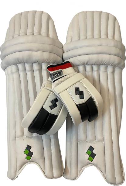 Satya Cricket Leg Pad and Batting Gloves for Men, Leather PVC Leg Guard Youth (36 - 38 cm) Batting Pad