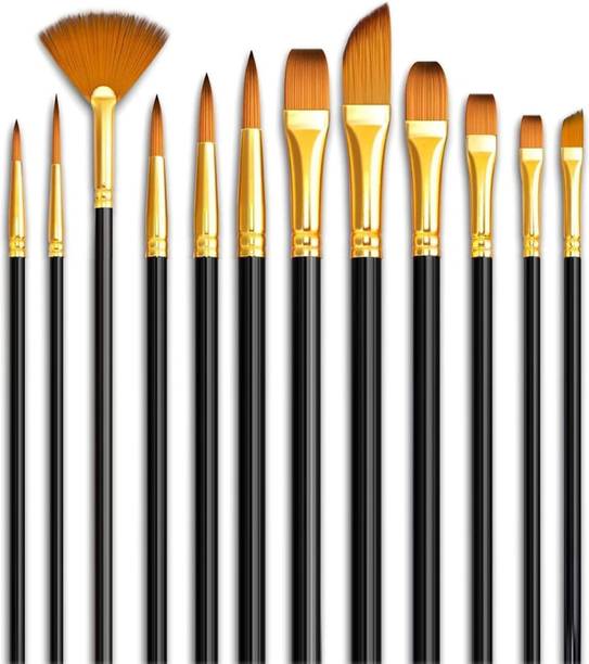 Eclet Craft Painting Brushes Set of 12 Professional Round Pointed Tip Nylon Hair-kl