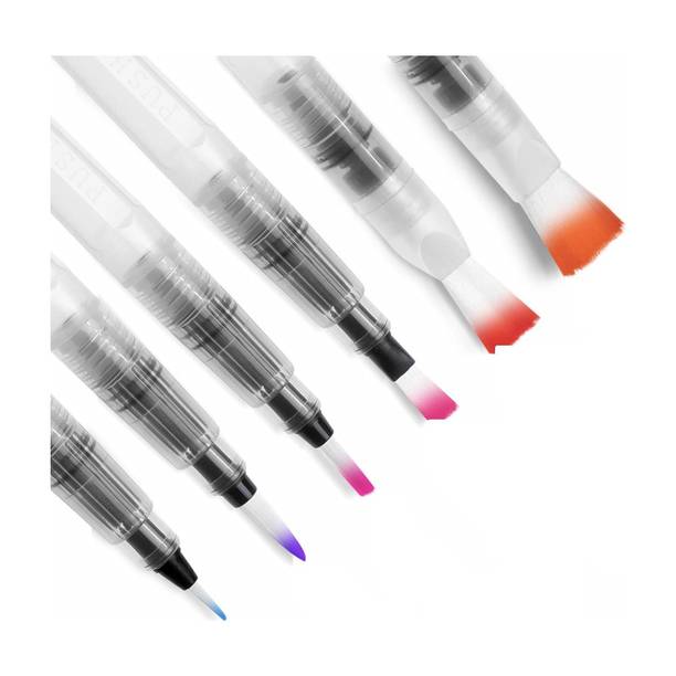 Delidge Water Coloring Brush Pens, Set of 6 Brush Tips for Watercolor Painting, Water Soluble Colored Pencils, Water Color Brush Pens, Water-Color Markers, Powdered Pigment Or Watercolor Paints