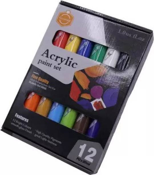 Levin Acrylic Paint Set 12 Colours 30ml, Perfect for Canvas, Wood, Fabric