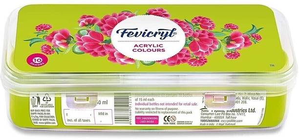 Fevicryl Sunflower Kit (10 Colorsx15ml) DIY Paint,Rich Pigment,Non-Cracking Acrylic Paint