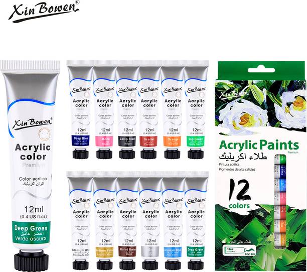 XinBoWen Acrylic Paint Set, 12ml Tubes Artist Quality Non Toxic Rich Pigments Colors