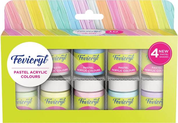 Fevicryl Acrylic Colours Pastel Kit | 10 x 15 ml | DIY Paint, Multi-surface