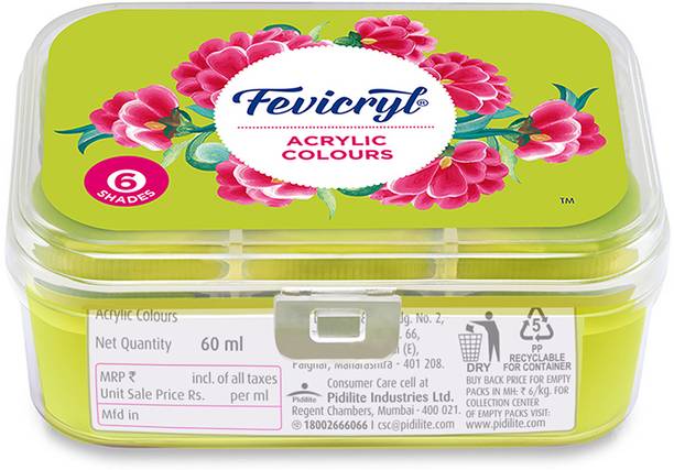 Fevicryl Acrylic Colours Lilac Kit, DIY Paint, Rich Pigment, Multi-surface, 60ml