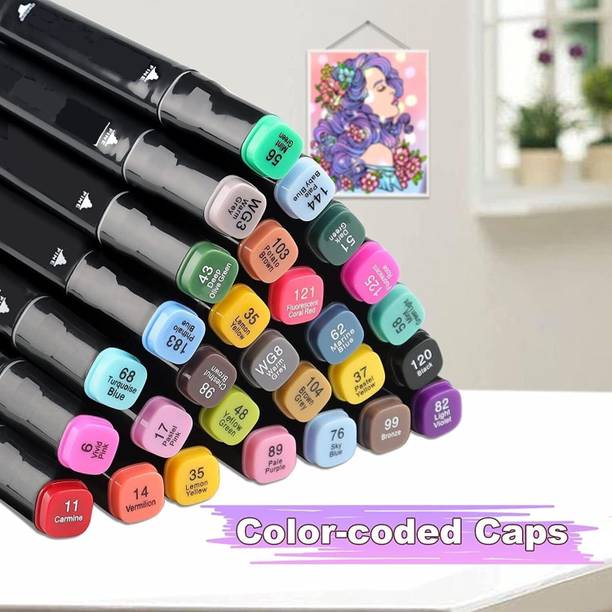 MARQUER Markers Pen Set For Dual Tip Art Painting Pens For Girls Boys Kids Educational
