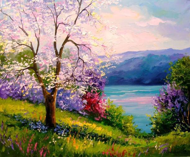 Arav Flowering River Canvas 20 inch x 23 inch Painting