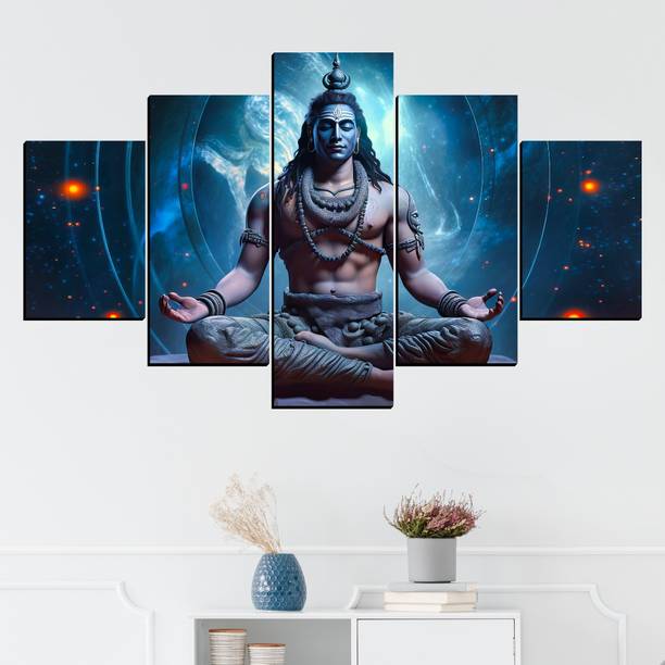 JB Creations Shiv Ji Mahadev Wall Decor Painting For Home Digital Reprint 18 inch x 30 inch Painting