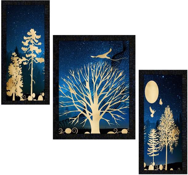 Poster N Frames Landscape Scenery Set of 3 with Acrylic Sheet (Glass) painting-1810 Digital Reprint 13.5 inch x 10.5 inch Painting