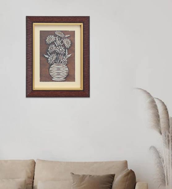 Shree Kala Home Decor Mystical Flower Embossed Painting Embossed 9 inch x 11 inch Painting