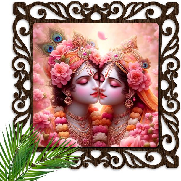 Casa Rica radha krishna photo frame painting wall hanging decoration for home and office 3D Painting 12 inch x 12 inch Painting