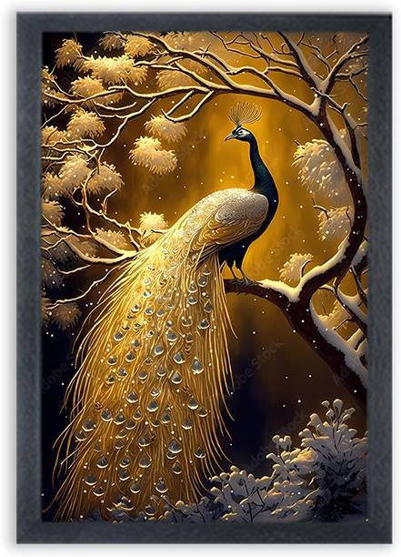 देवगीफ Golden Tree Frame For Wall Mounted Painting scenery डिजिटल रीप्रिंट 10 inch x 14 inch पेंटिंग