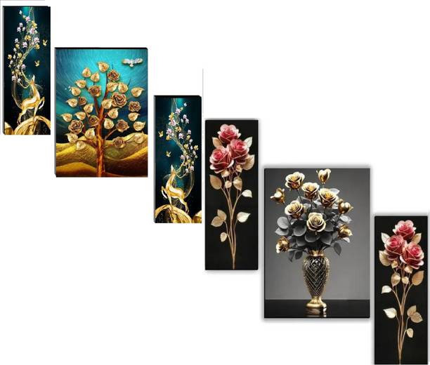 SNDArt Set Of 2 Flower Pots With Modern Art Deer Wall Paintings For Living Room Digital Reprint 12 inch x 18 inch Painting