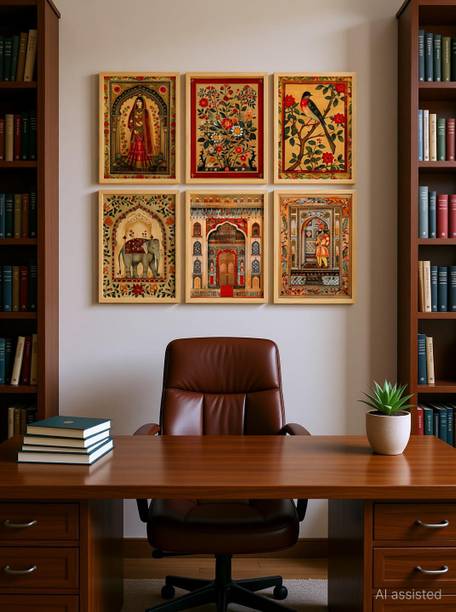 ARAkri Traditional Wall Paintings Madhubani Pichwai Art Painting Frame for Home office Digital Reprint 17 inch x 13 inch Painting