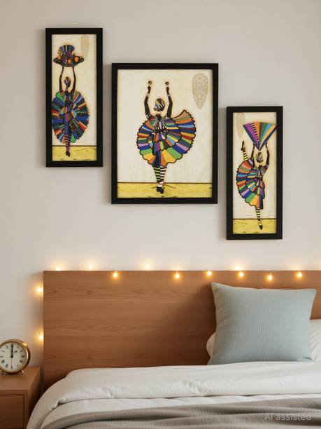Indianara 3 PC SET OF DANCING ARTS WITHOUT GLASS Digital Reprint 13 inch x 10 inch Painting