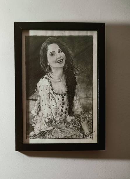 azalea by kristie Nora Fatehi, sketch, fan art painting, handmade, home decor, wall hanging, Pencil 12 inch x 10 inch Painting
