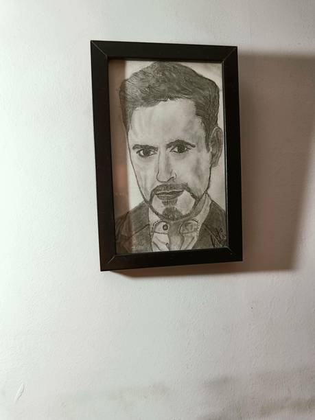 azalea by kristie Robert Downey Jr., sketch, fan art painting, handmade, home decor, wall hanging, Pencil 12 inch x 10 inch Painting