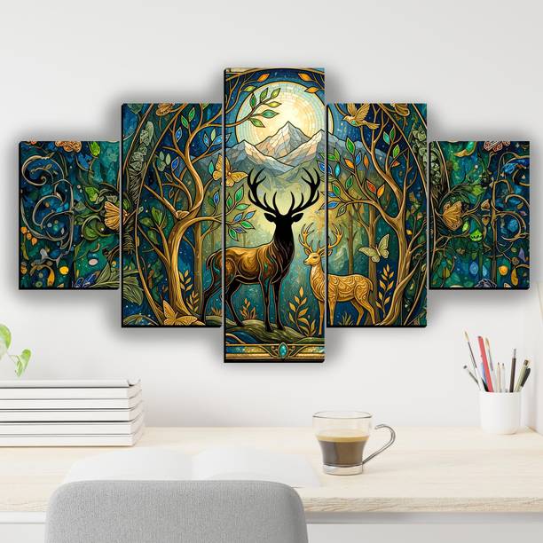 XIDLZ 5 Panel painting canvas for wall Digital Reprint 18 inch x 30 inch Painting
