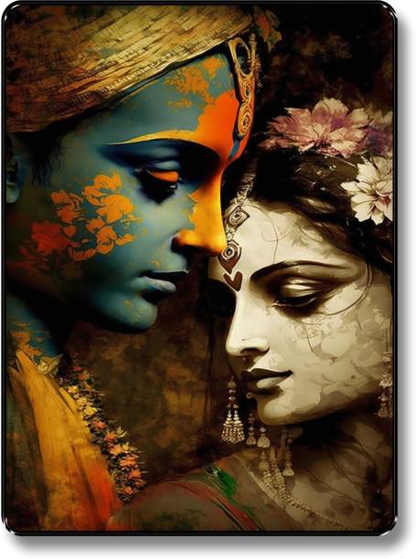 SAF PRINT Radha krishna religious painting Black Slim Frame wall decoration items