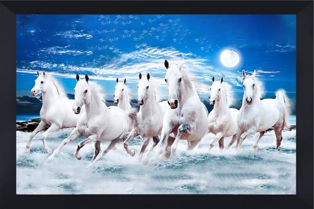 गीता गोविंदा Vastu 7 horses acrylic glass 10*14 inch डिजिटल रीप्रिंट 14 inch x 10 inch पेंटिंग