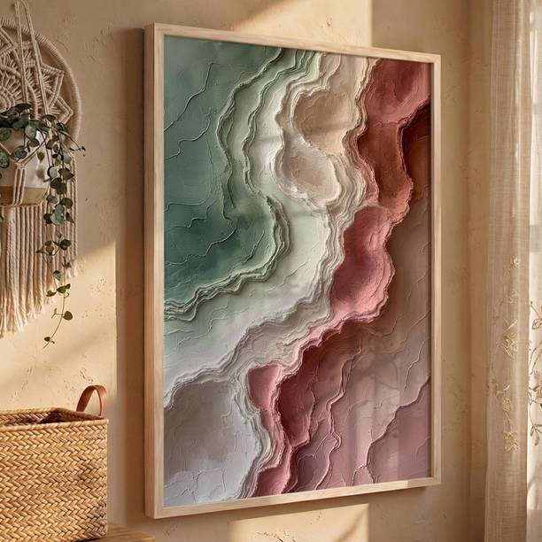 KOTART Textured Abstract Wall Art Home Decoration With Frame For Bed Room Acrylic 17 inch x 13 inch Painting