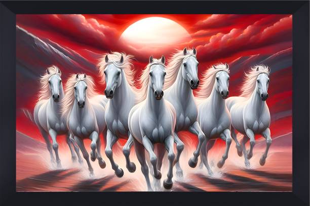 गीता गोविंदा Vastu 7 horses acrylic glass 10*14 inch डिजिटल रीप्रिंट 14 inch x 10 inch पेंटिंग