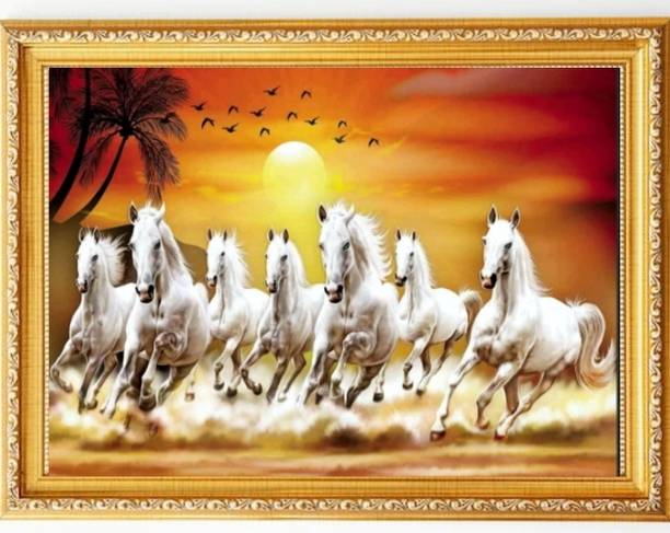 JSANF 7 horse running horse home depot digital photo frame Resin Painting 11 inch x 14 inch Painting